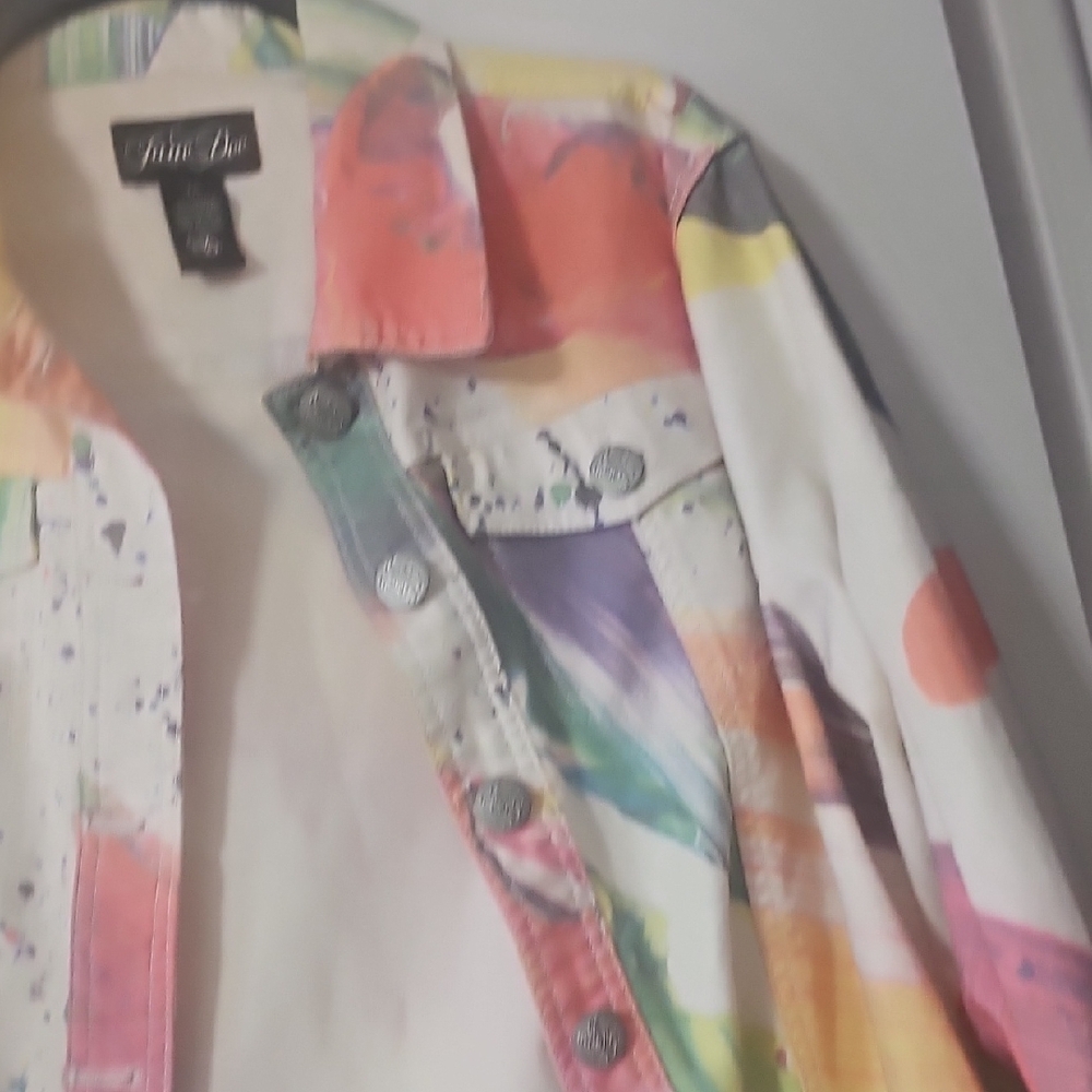 Colorful Abstract Jean Jacket - Picture 4 of 7